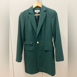 Calvin Klein Long Green and Gold Button Blazer